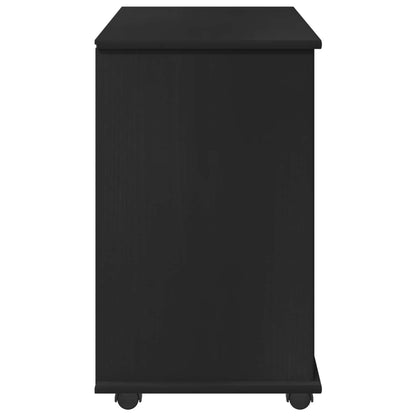 Rolling Cabinet Black 63.5 x 39 x 65.5 cm Solid Pine Wood