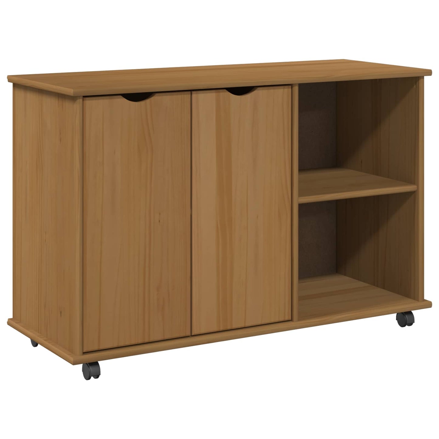 Rolling Cabinet Honey Brown 100 x 39 x 65.5 cm Solid Pine Wood