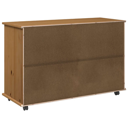 Rolling Cabinet Honey Brown 100 x 39 x 65.5 cm Solid Pine Wood