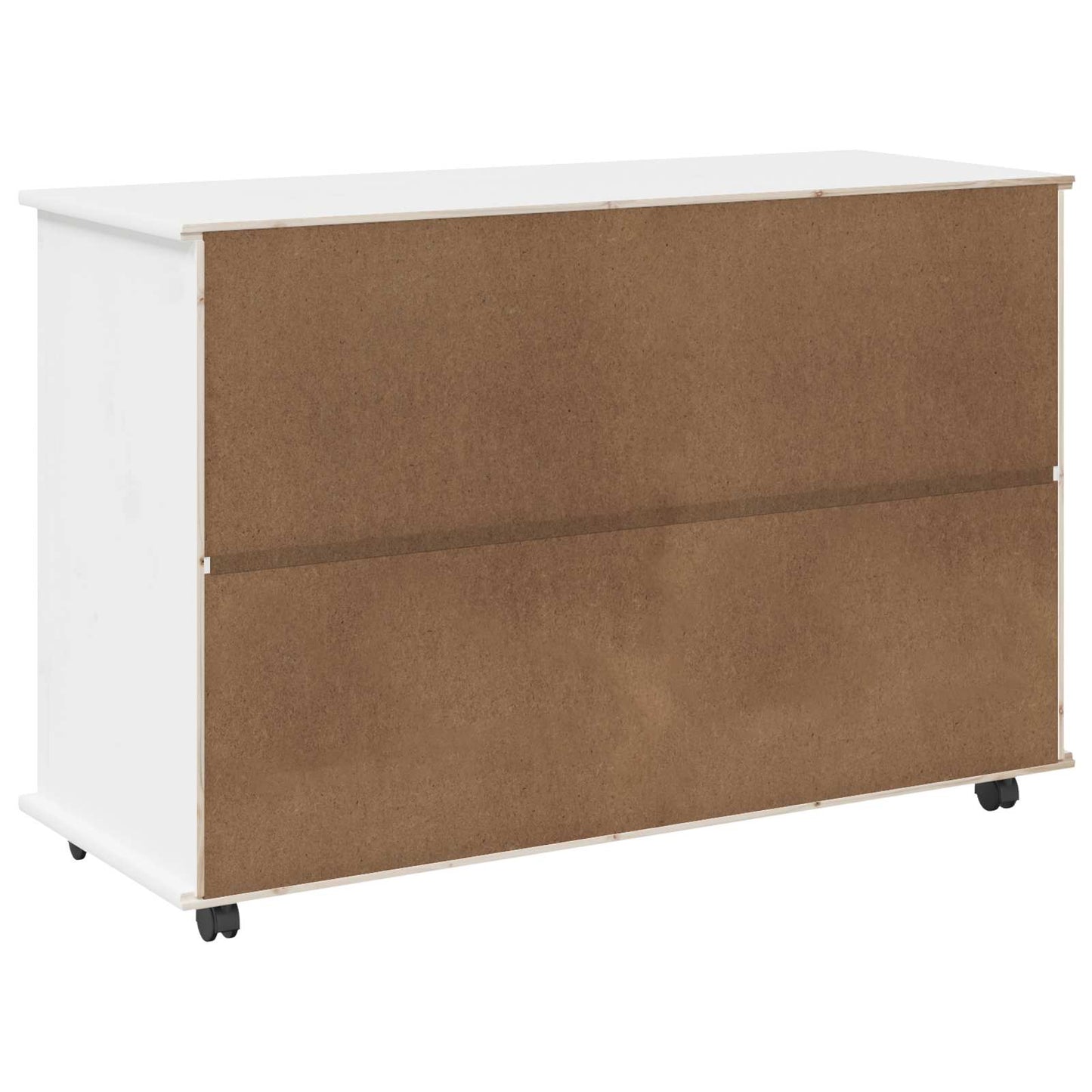 Rolling Cabinet White 100 x 39 x 65.5 cm Solid Pine Wood