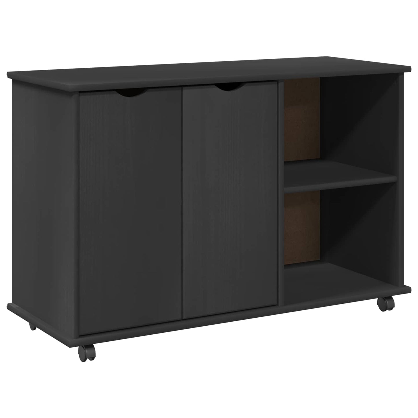 Rolling Cabinet Grey 100 x 39 x 65.5 cm Solid Pine Wood