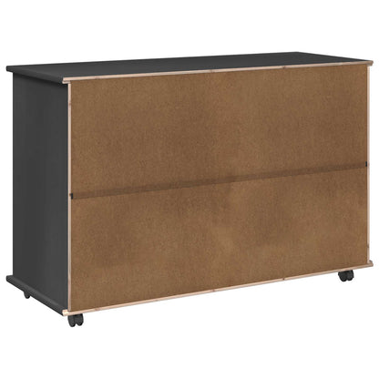 Rolling Cabinet Grey 100 x 39 x 65.5 cm Solid Pine Wood