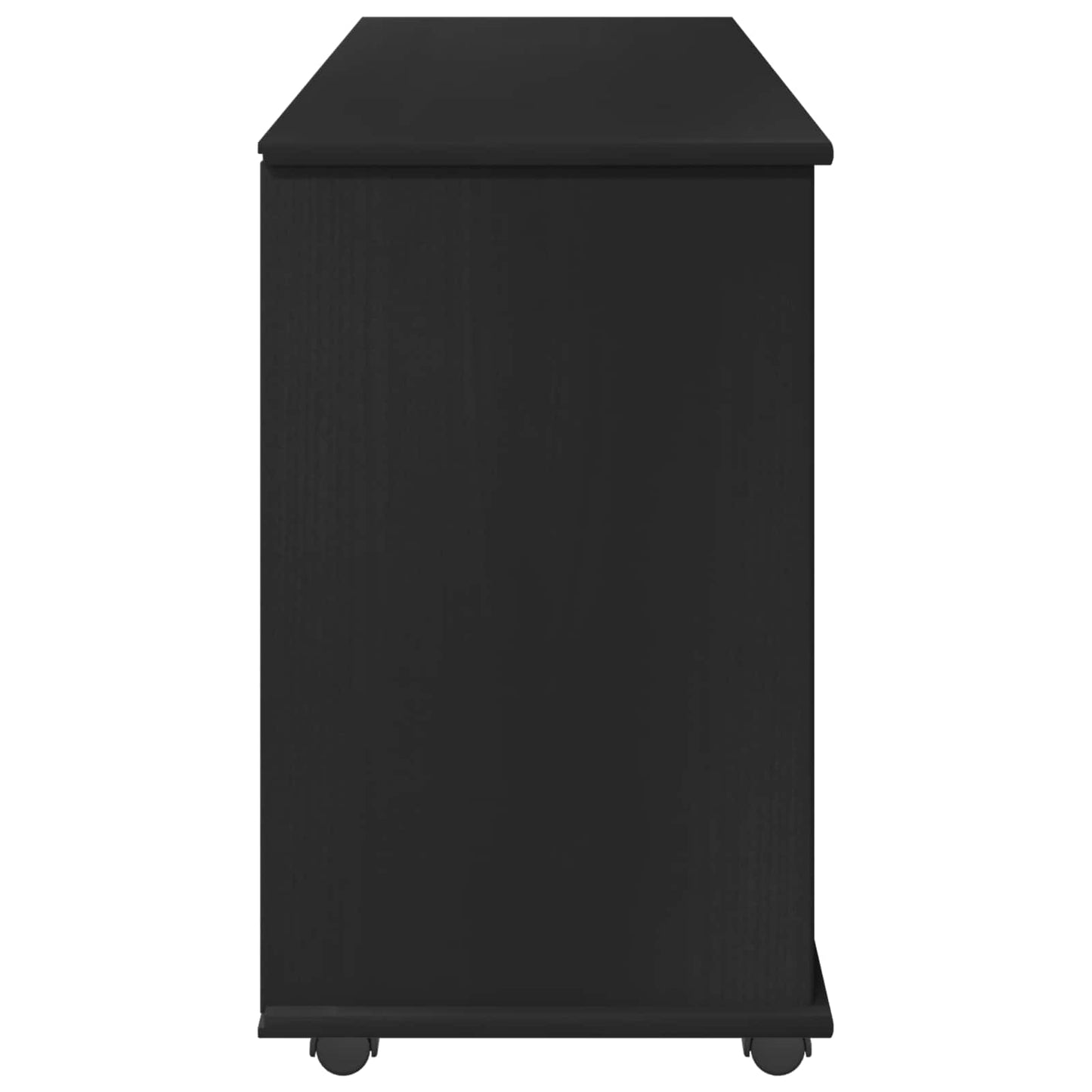 Rolling Cabinet Black 100 x 39 x 65.5 cm Solid Pine Wood