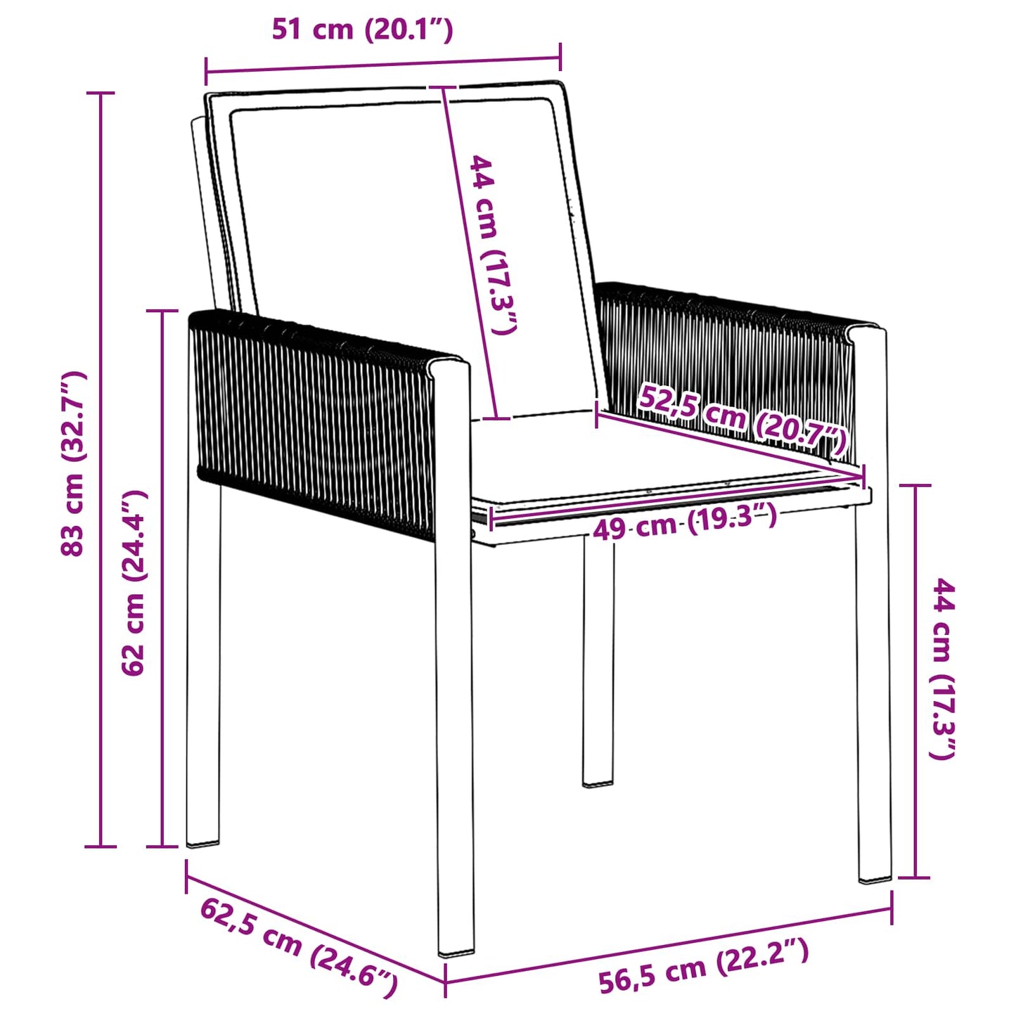 Garden Chairs 6 pcs Black and Dark Grey Poly Rattan