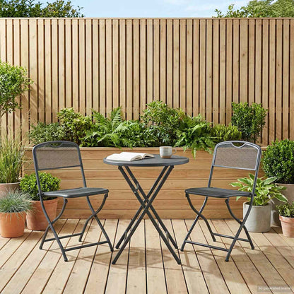 Garden Chairs Folding 2 pcs Anthracite 52.5 x 46 x 82 cm Iron