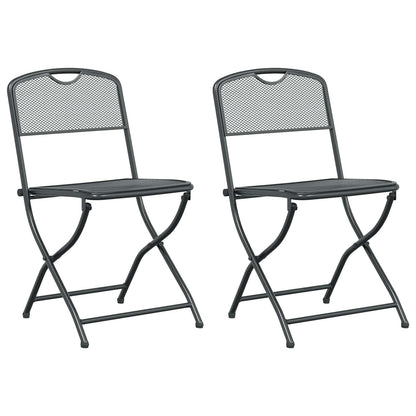 Garden Chairs Folding 2 pcs Anthracite 52.5 x 46 x 82 cm Iron