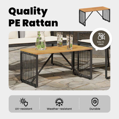 Outdoor Table Black and Brown 80 x 40 x 40 cm Poly Rattan