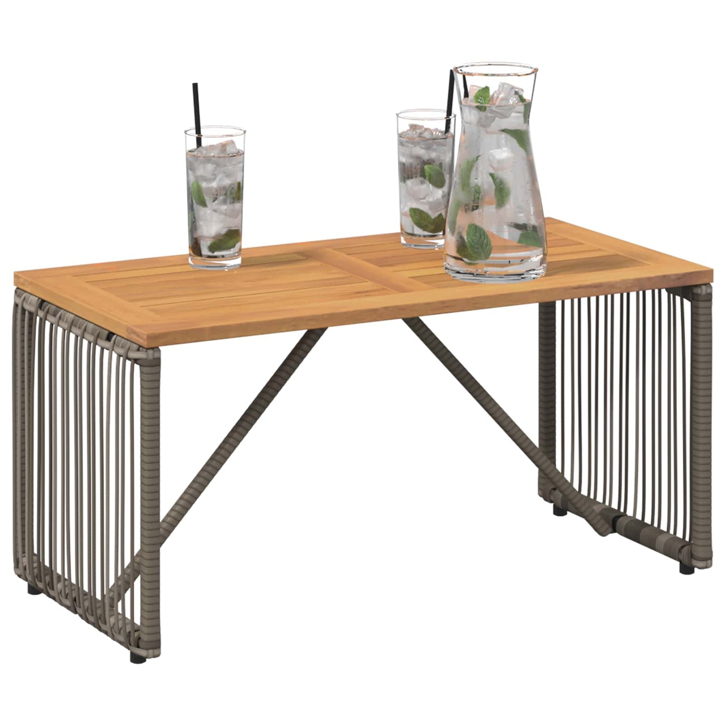 Outdoor Table Grey and Brown 80 x 40 x 40 cm Poly Rattan