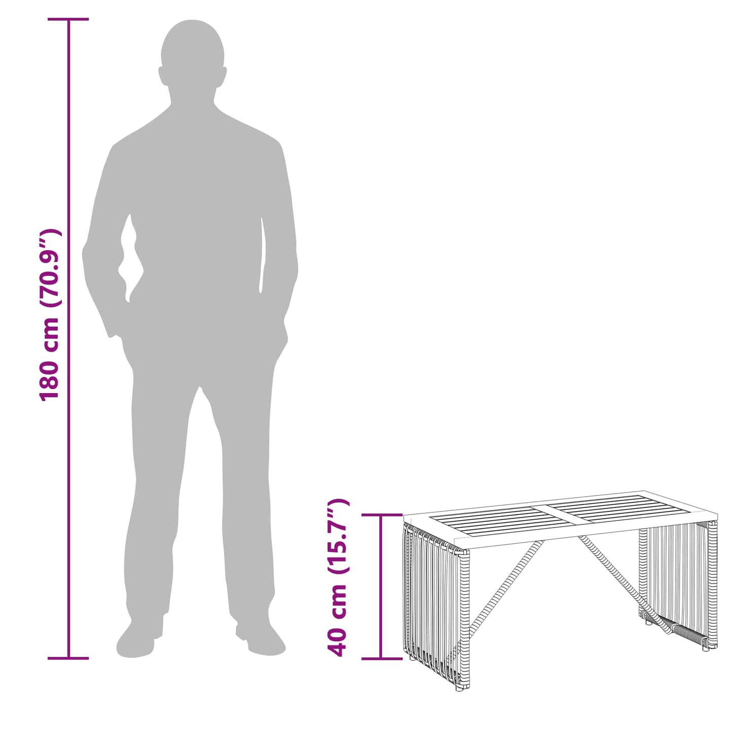 Outdoor Table Grey and Brown 80 x 40 x 40 cm Poly Rattan