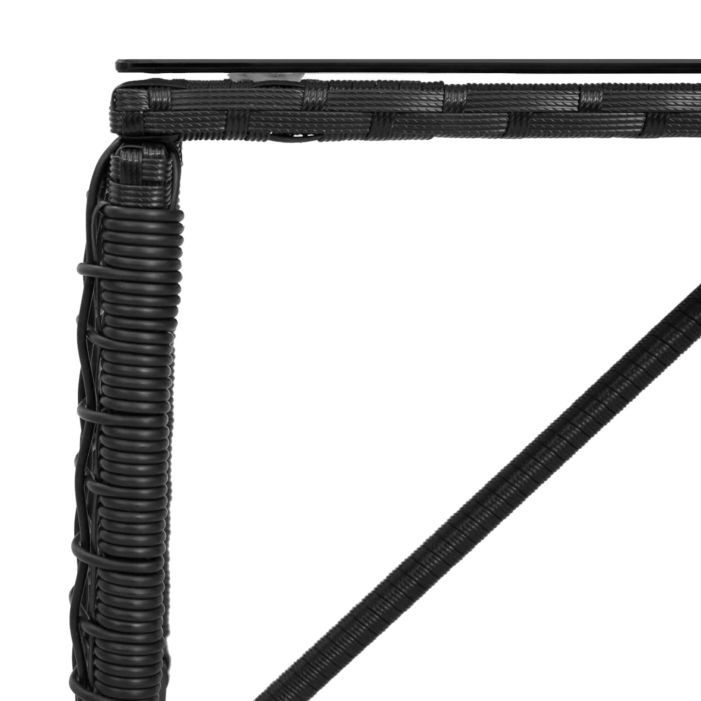 Outdoor Table Black 80 x 40 x 40 cm PE Rattan and Glass
