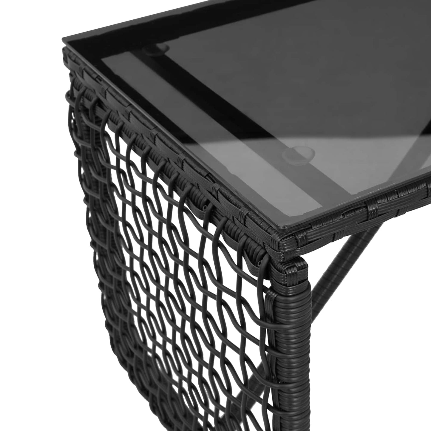 Outdoor Table Black 80 x 40 x 40 cm PE Rattan and Glass