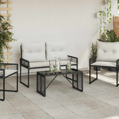 Outdoor Table Black 80 x 40 x 40 cm PE Rattan and Glass