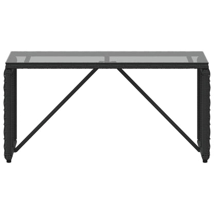 Outdoor Table Black 80 x 40 x 40 cm PE Rattan and Glass