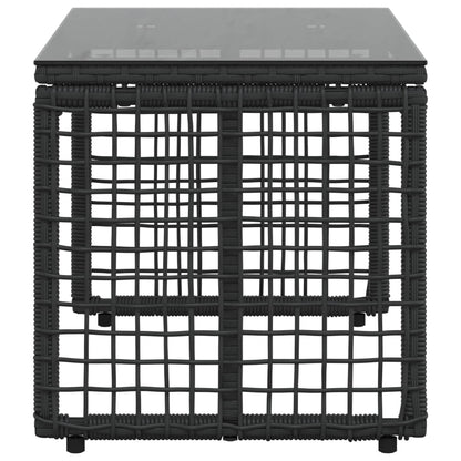 Outdoor Table Black 80 x 40 x 40 cm PE Rattan and Glass