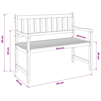 Garden Bench 2-Seater 110 x 55 x 90 cm Solid Acacia Wood
