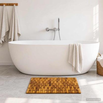 Bath Mats 2 pcs Natural 44 x 60 cm Solid Acacia Wood
