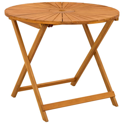 Folding Garden Table Natural Ø90 x 75 cm Solid Acacia Wood