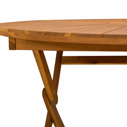 Folding Garden Table Natural Ø110 x 75 cm Solid Acacia Wood