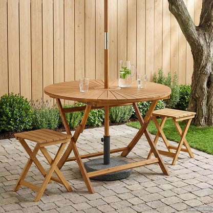 Folding Garden Table Natural Ø110 x 75 cm Solid Acacia Wood