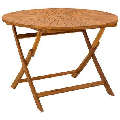 Folding Garden Table Natural Ø110 x 75 cm Solid Acacia Wood