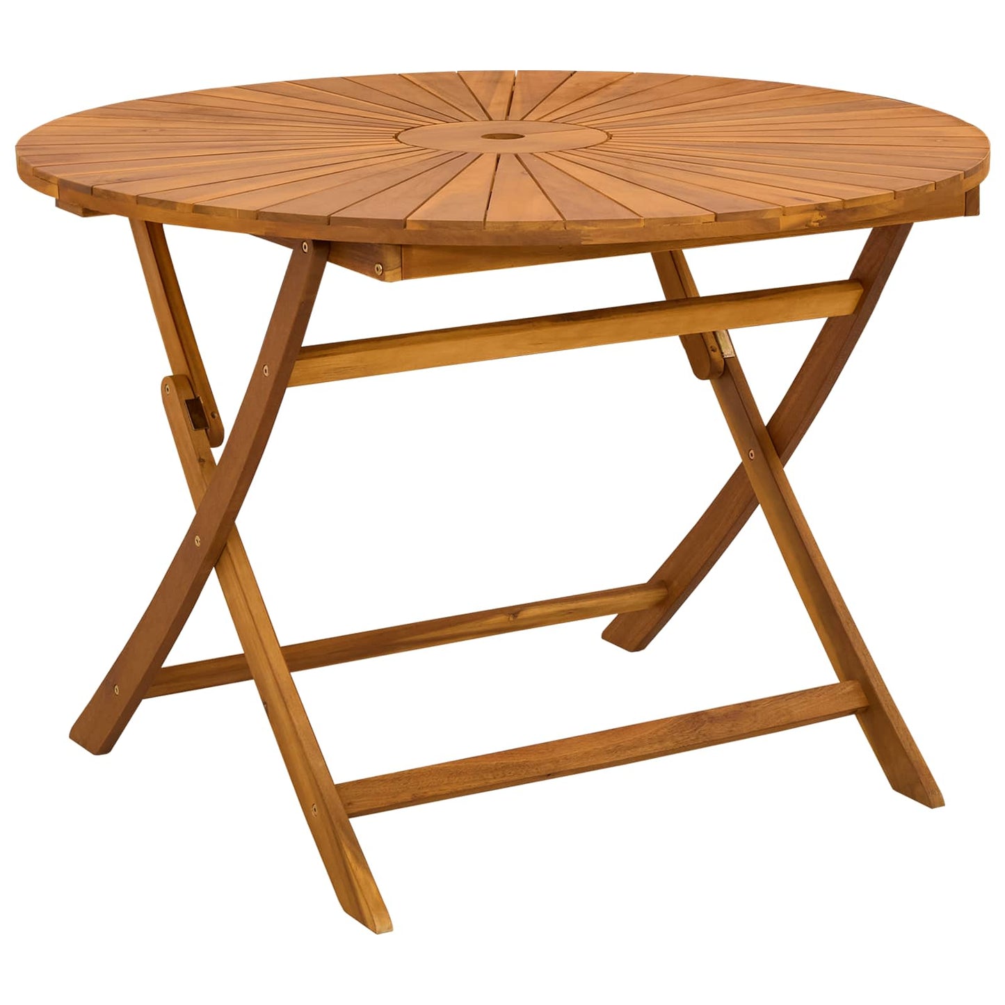 Folding Garden Table Natural Ø110 x 75 cm Solid Acacia Wood