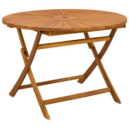 Folding Garden Table Natural Ø110 x 75 cm Solid Acacia Wood