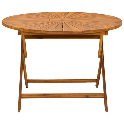 Folding Garden Table Natural Ø110 x 75 cm Solid Acacia Wood