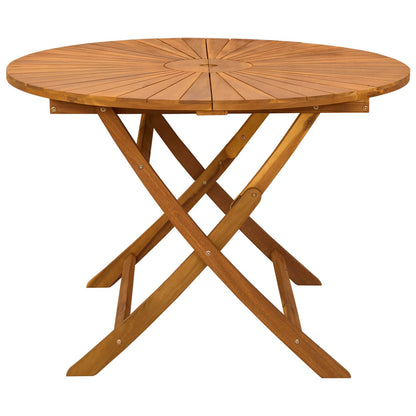 Folding Garden Table Natural Ø110 x 75 cm Solid Acacia Wood