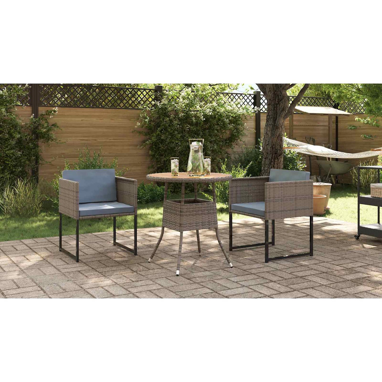 Dinner Table Grey and Acacia 70 x 70 x 73 cm Solid Acacia Wood