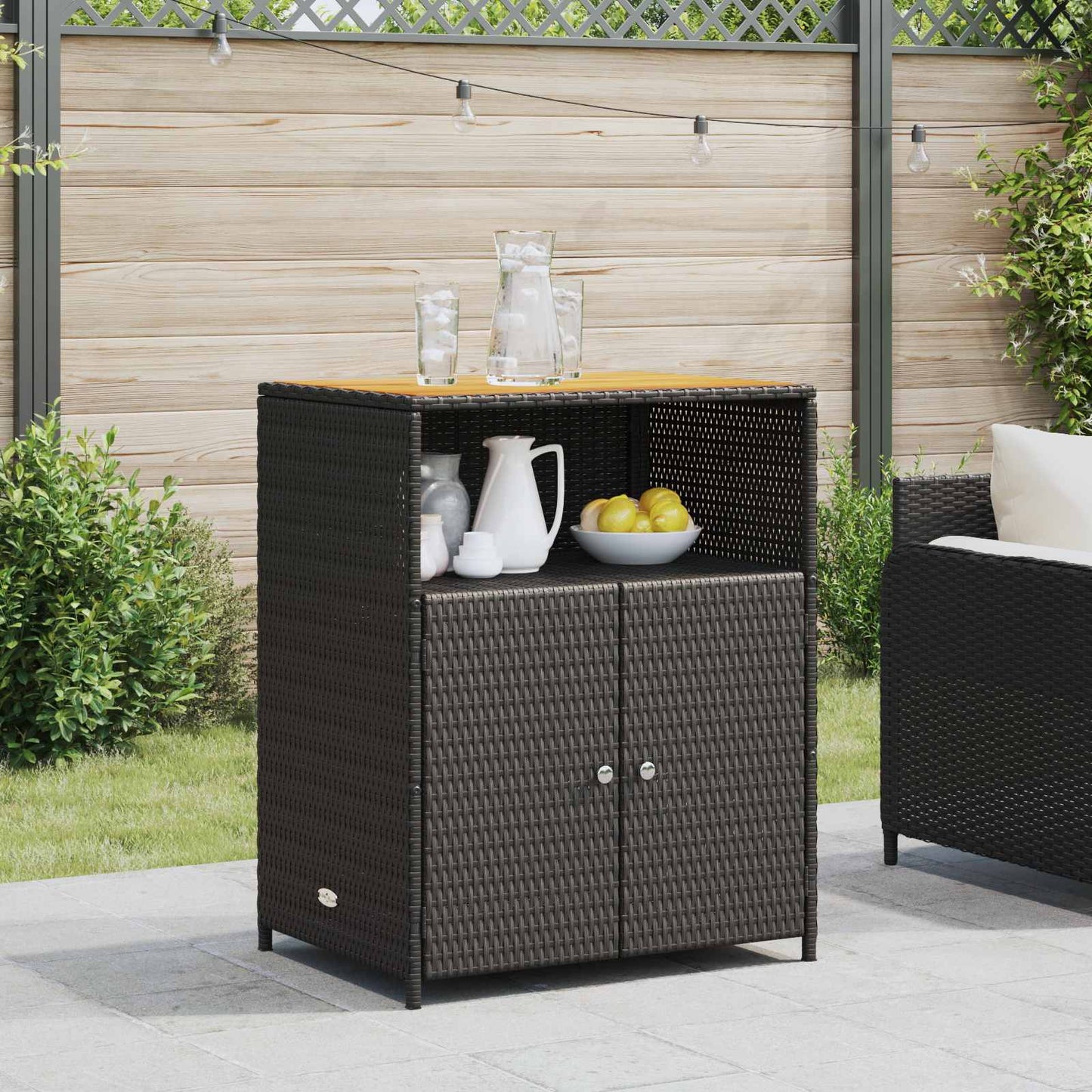 Cabinet Black 70 x 50 x 87 cm Polyester and Roly Ratten