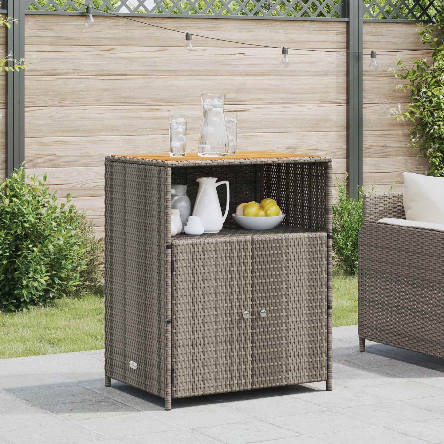 Cabinet Grey 70 x 50 x 87 cm Polyester and Roly Ratten