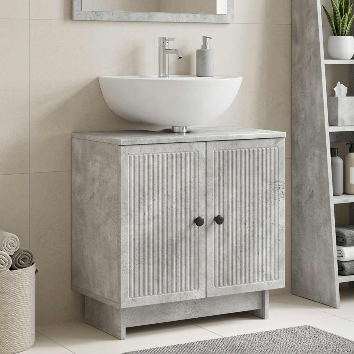 Bathroom Sink Cabinet EDE Concrete Grey 59.5 x 31.5x 59 cm