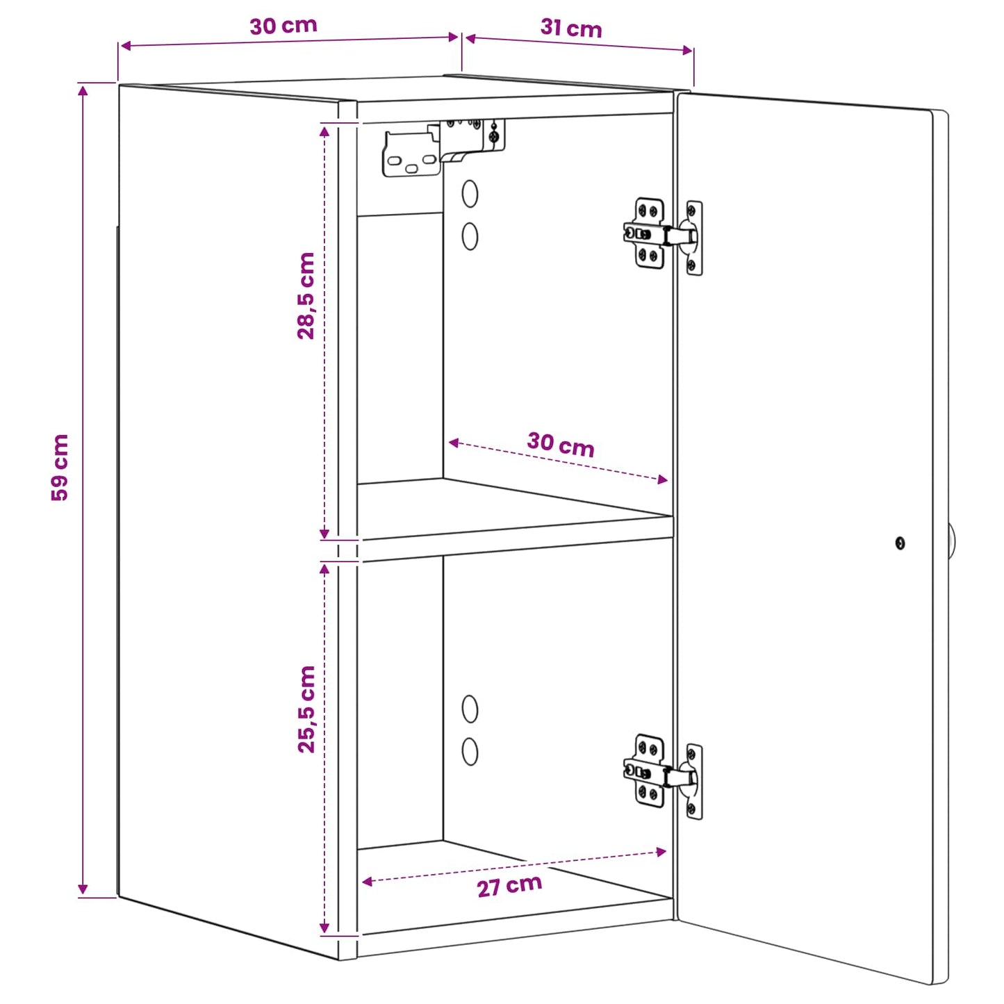 Bathroom Wall Cabinet EDE White 30 x 31 x 59 cm Engineered Wood