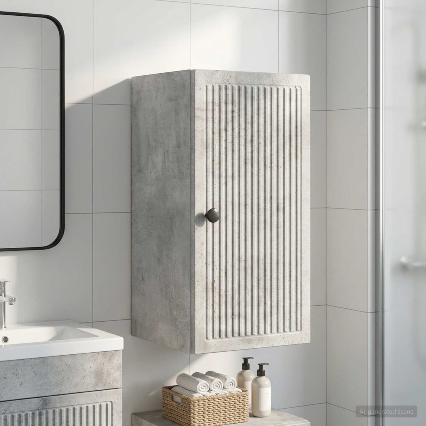 Bathroom Wall Cabinet EDE Concrete Grey 30 x 31 x 59 cm