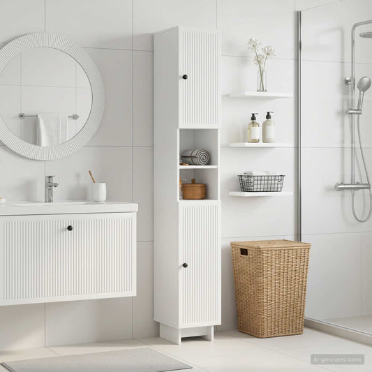 Bathroom Cabinet with Open Shelf EDE High Gloss White