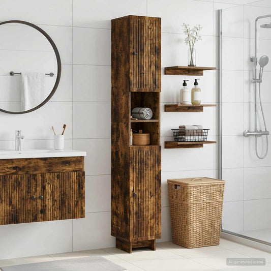 Bathroom Cabinet with Open Shelf EDE Smoked Oak
