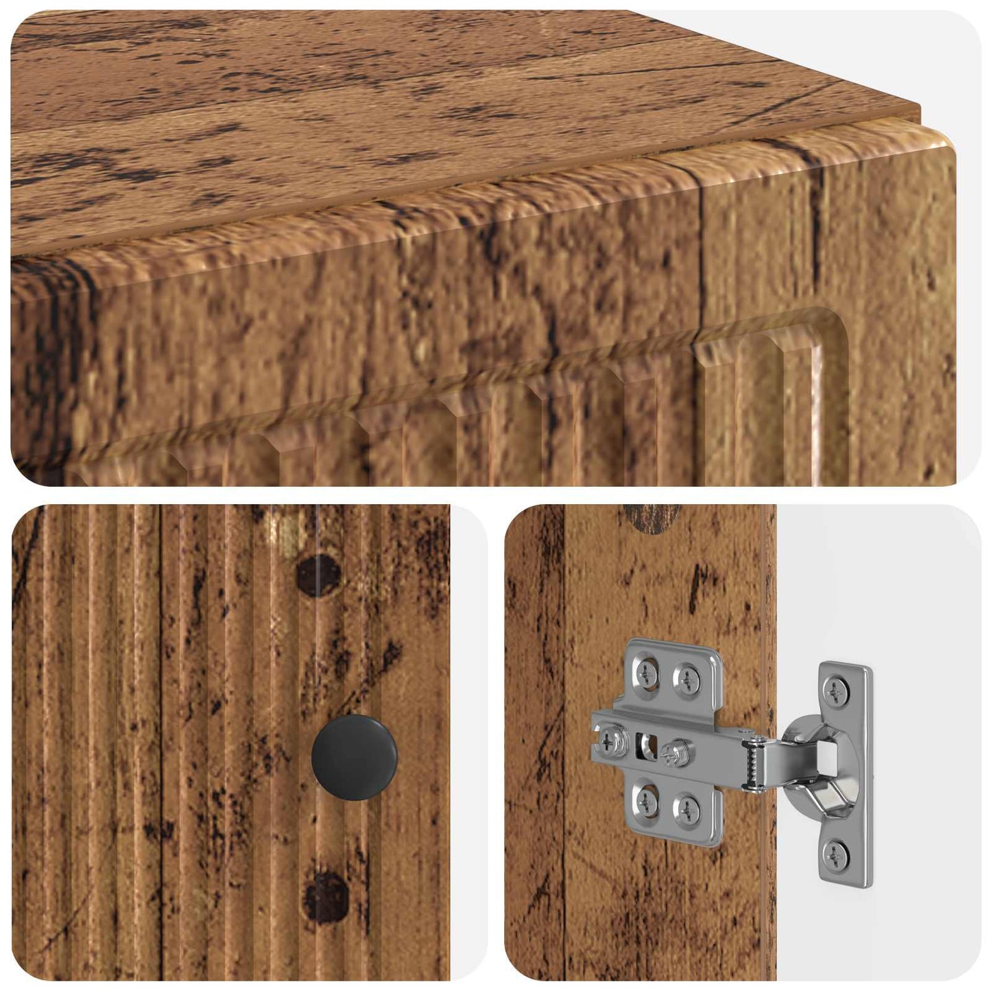 Bathroom Cabinet with Open Shelf EDE Old Wood 30 x 31 x 190 cm