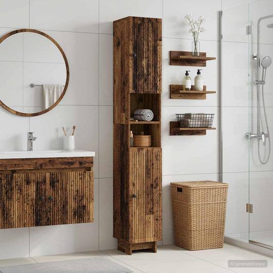 Bathroom Cabinet with Open Shelf EDE Old Wood 30 x 31 x 190 cm