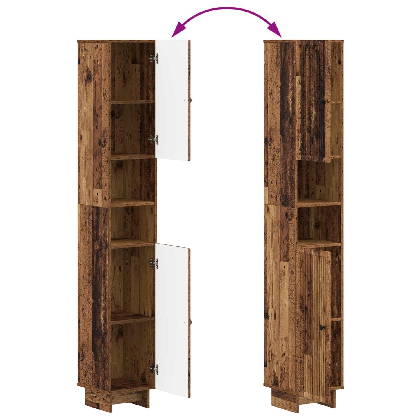 Bathroom Cabinet with Open Shelf EDE Old Wood 30 x 31 x 190 cm