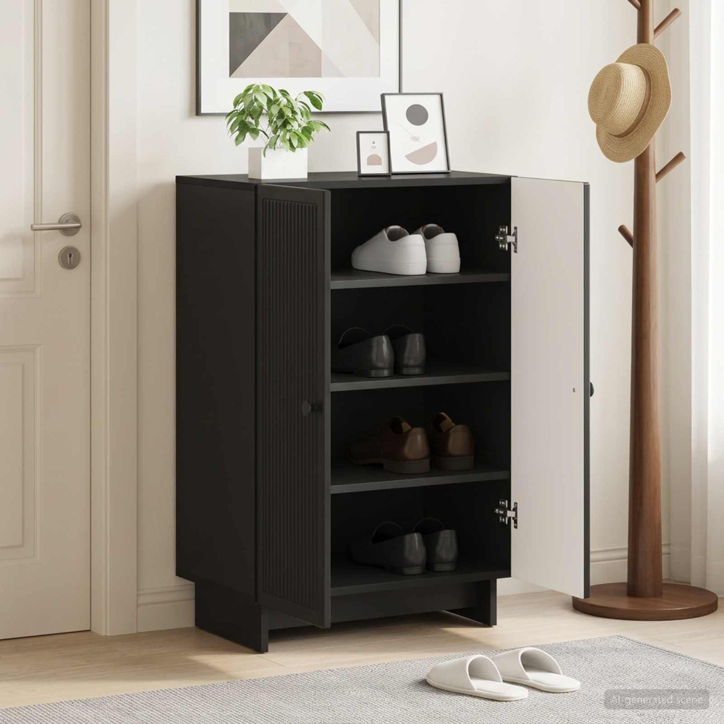 Shoe Cabinet EDE 59.5 x 39.5 x 90 cm Engineered Wood Black