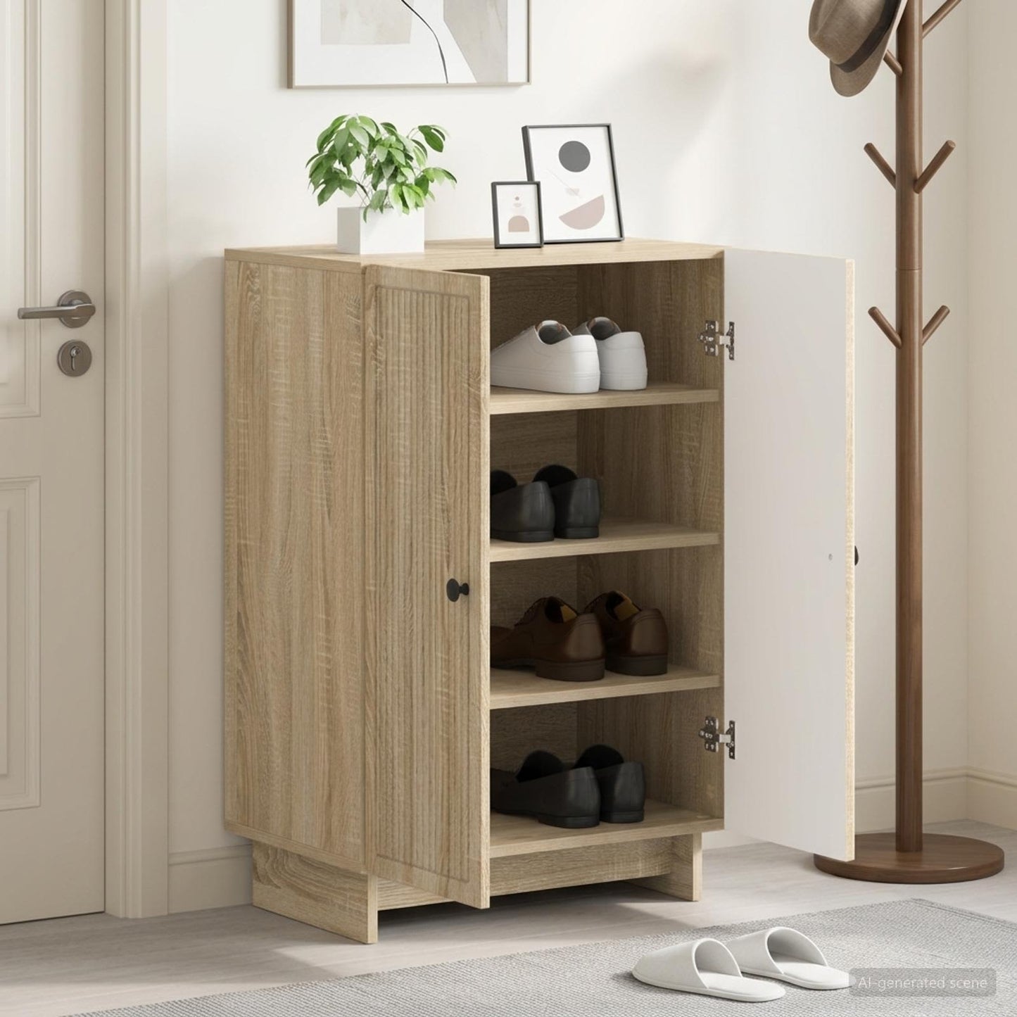Shoe Cabinet EDE 59.5 x 39.5 x 90 cm Engineered Wood Sonoma Oak