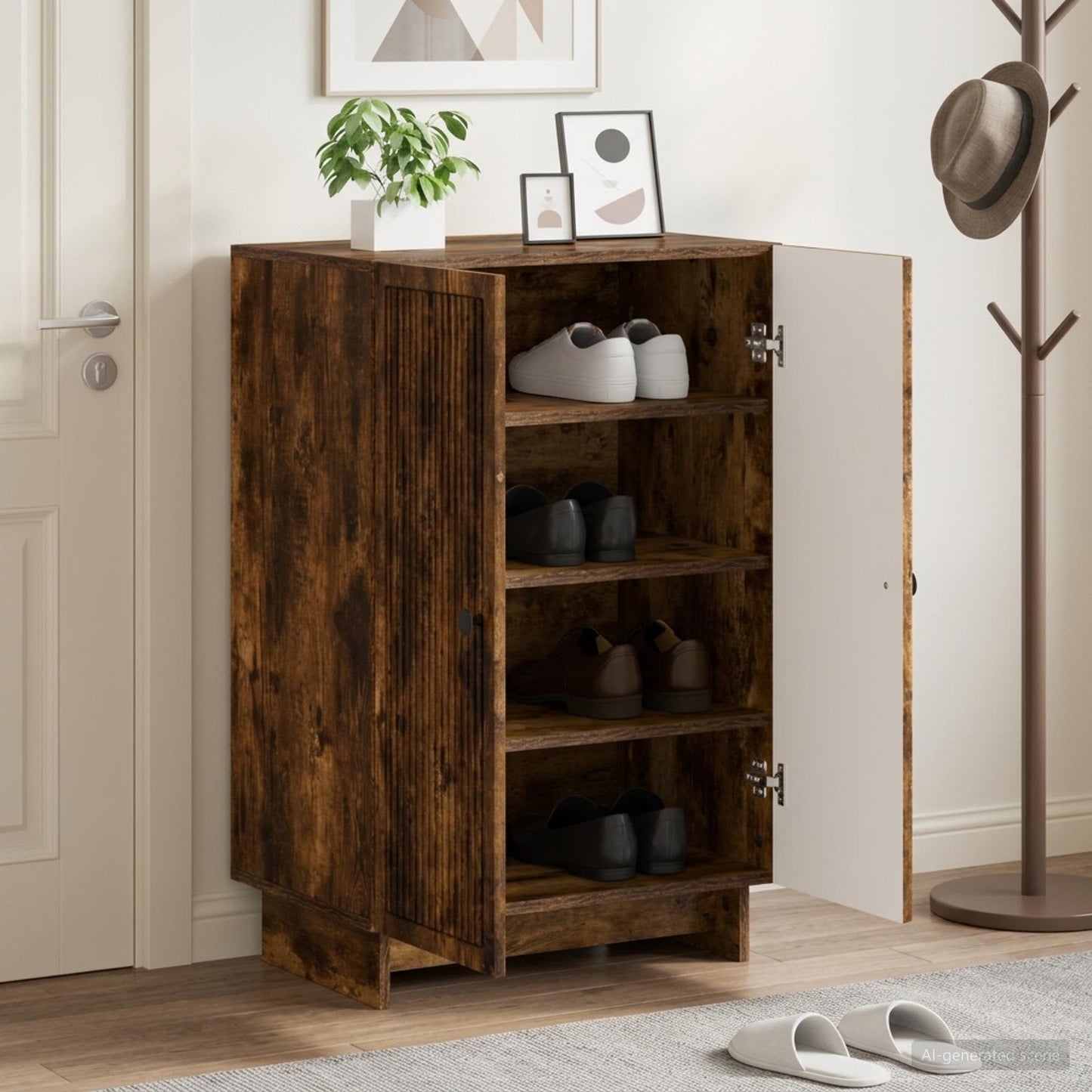 Shoe Cabinet EDE 59.5 x 39.5 x 90 cm Engineered Wood Smoked Oak