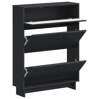 Shoe Cabinet EDE 78 x 24 x 103 cm Engineered Wood Black
