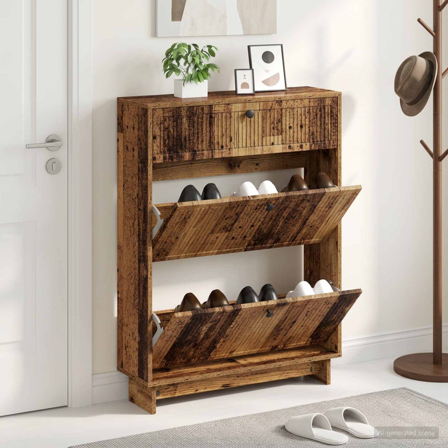 Shoe Cabinet EDE 78 x 24 x 103 cm Engineered Wood Old Wood