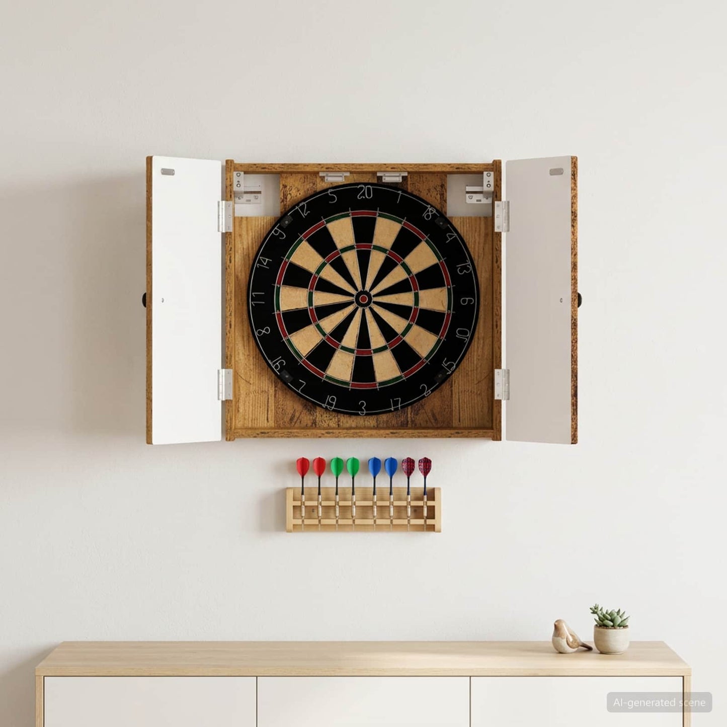 Dartboard Cabinet EDE Old Wood 52.5 x 10.5 x 53.5 cm
