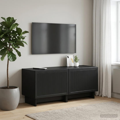 TV Cabinet Black Engineered Wood