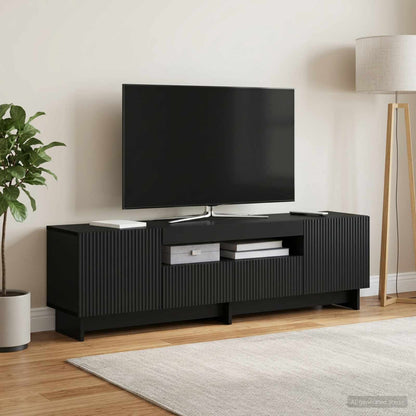 LED TV Cabinet Black Engineered Wood