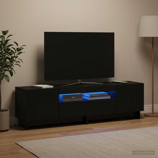 LED TV Cabinet EDE 153 x 35 x 43 cm Black Engineered Wood