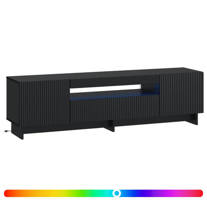 LED TV Cabinet Black Engineered Wood