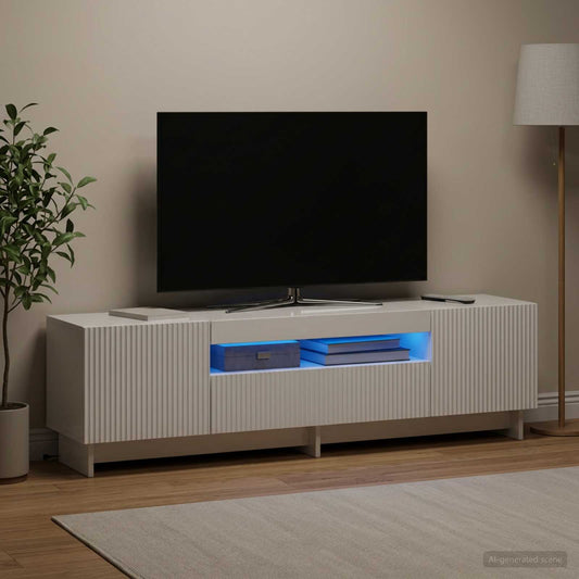 LED TV Cabinet EDE 153 x 35 x 43 cm High Gloss White